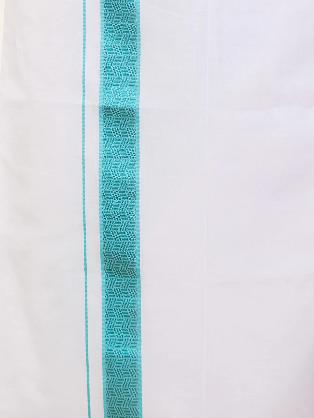 Men 100% Cotton Sky Blue Shirt and Fancy Border Dhoti Set BT5 - Image 9
