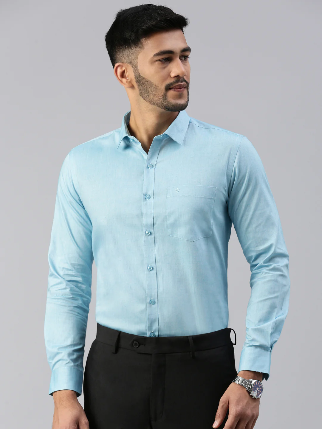 Men 100% Cotton Smart Fit Shirt Blue CL6 GD6 - Image 3