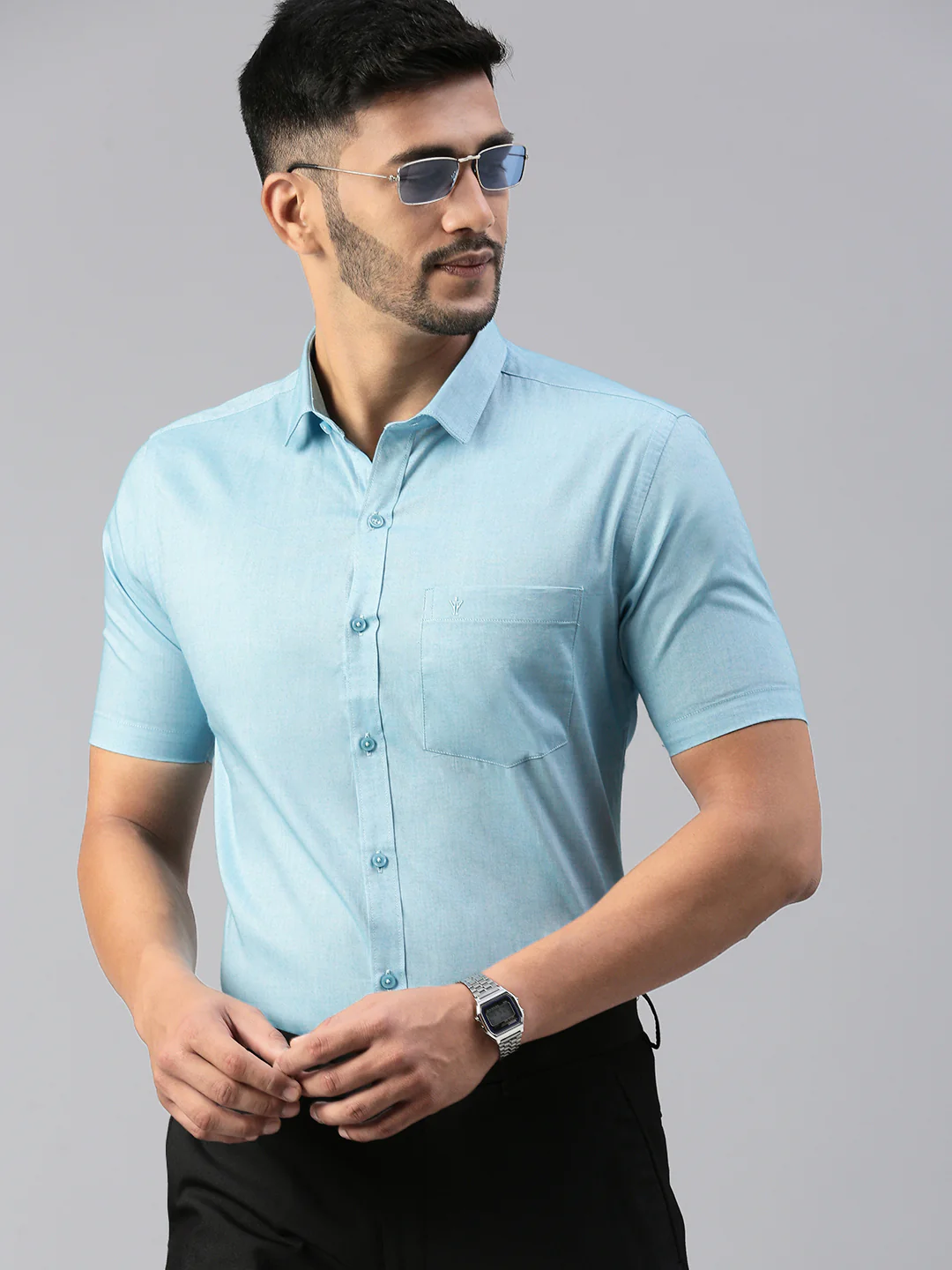 Men 100% Cotton Smart Fit Shirt Blue CL6 GD6 - Image 4