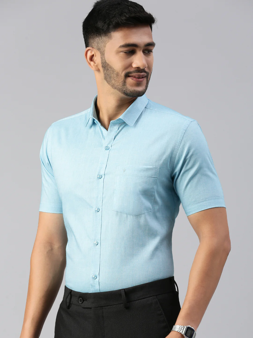 Men 100% Cotton Smart Fit Shirt Blue CL6 GD6 - Image 7