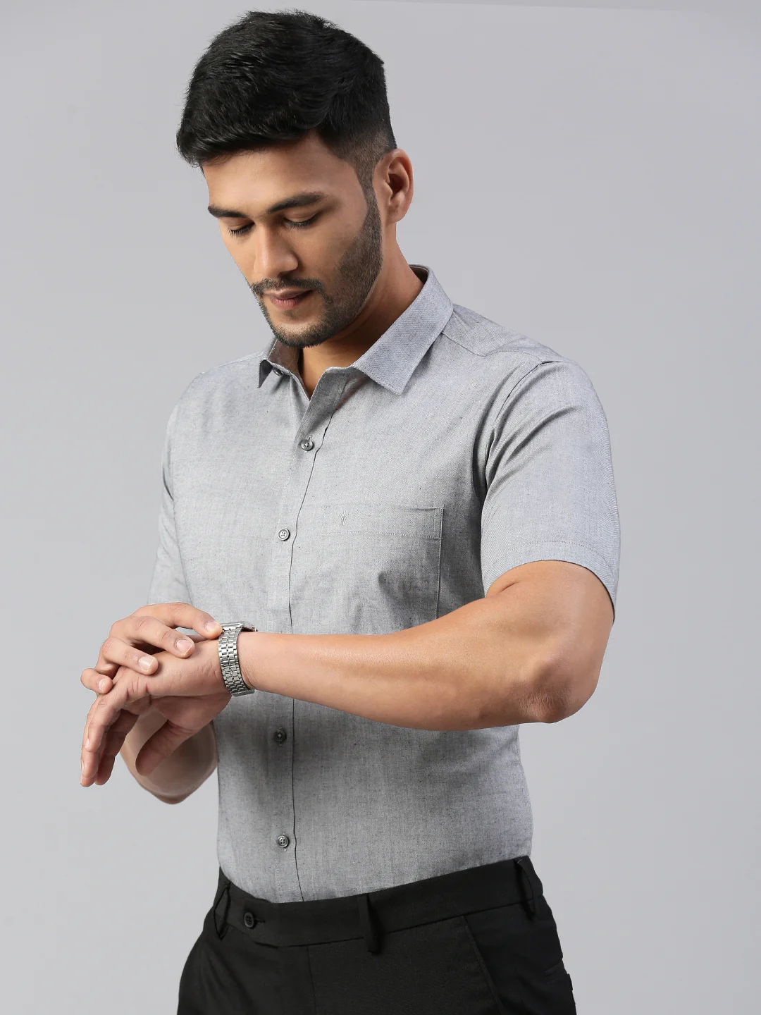 Men 100% Cotton Smart Fit Shirt Grey CL6 GD3 - Image 4