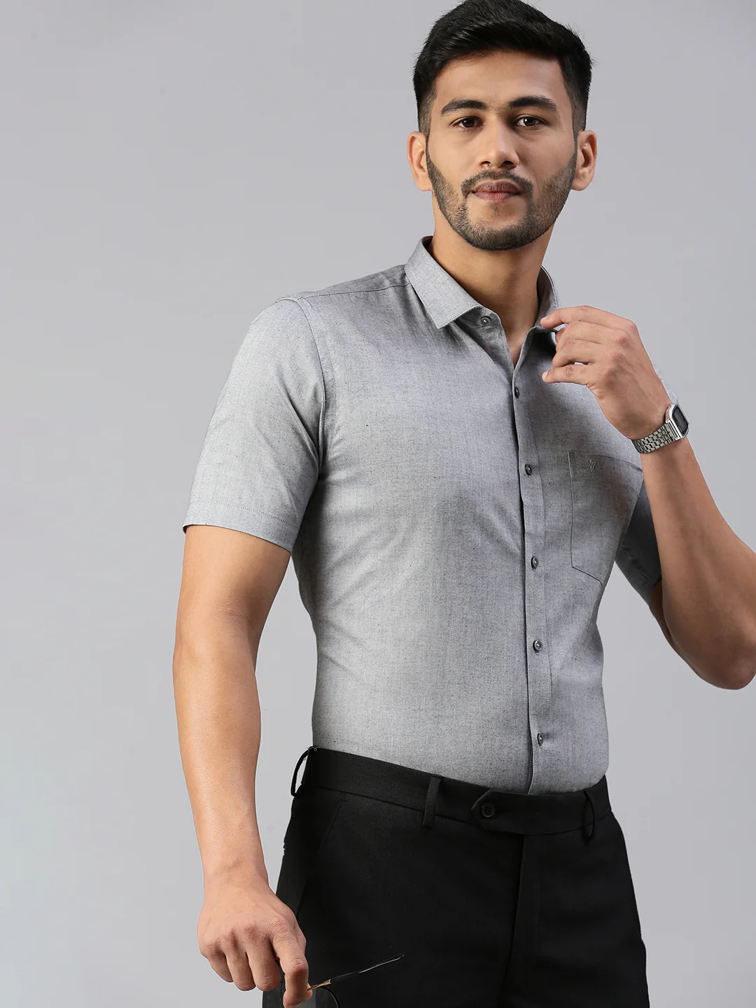 Men 100% Cotton Smart Fit Shirt Grey CL6 GD3 - Image 6