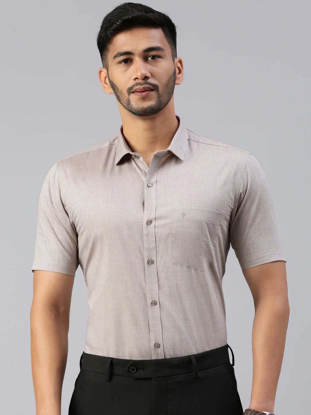 Men 100% Cotton Smart Fit Shirt Light Grey CL6 GD5 - Image 2
