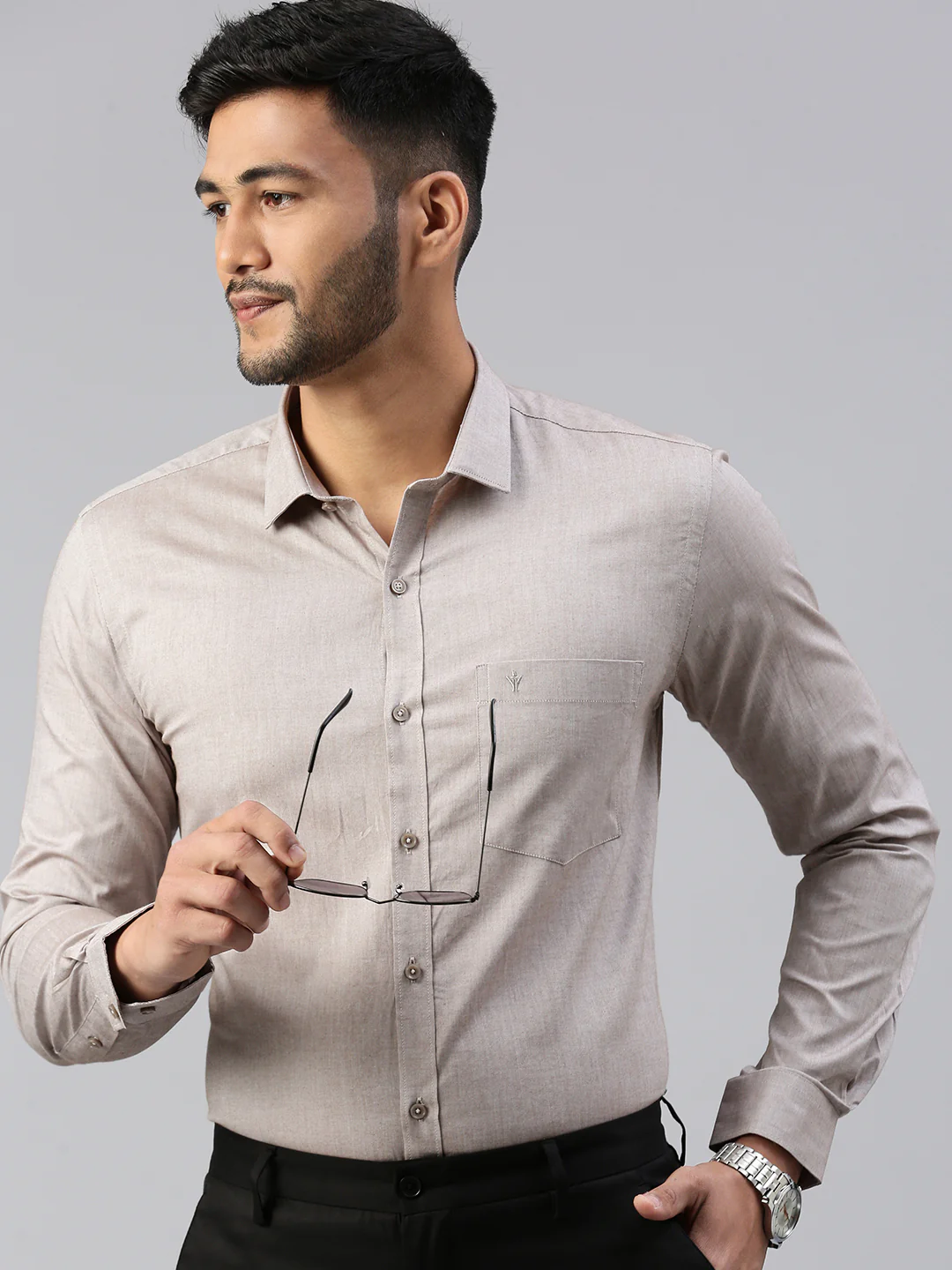 Men 100% Cotton Smart Fit Shirt Light Grey CL6 GD5 - Image 7