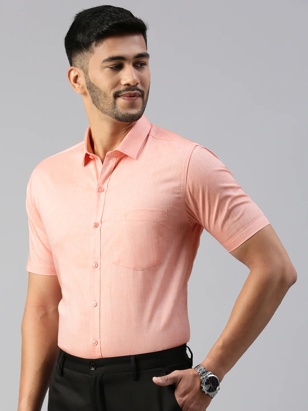 Men 100% Cotton Smart Fit Shirt Orange CL6 GD4 - Image 4