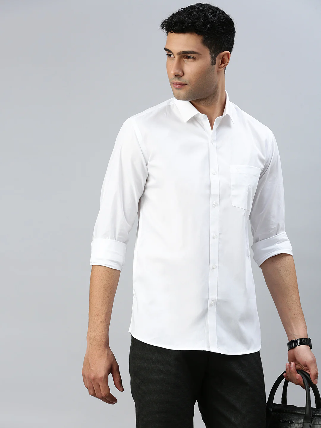 Men 100% Cotton White & Black Full Sleeves Shirt Combo (2 Pcs Pack) - Image 5