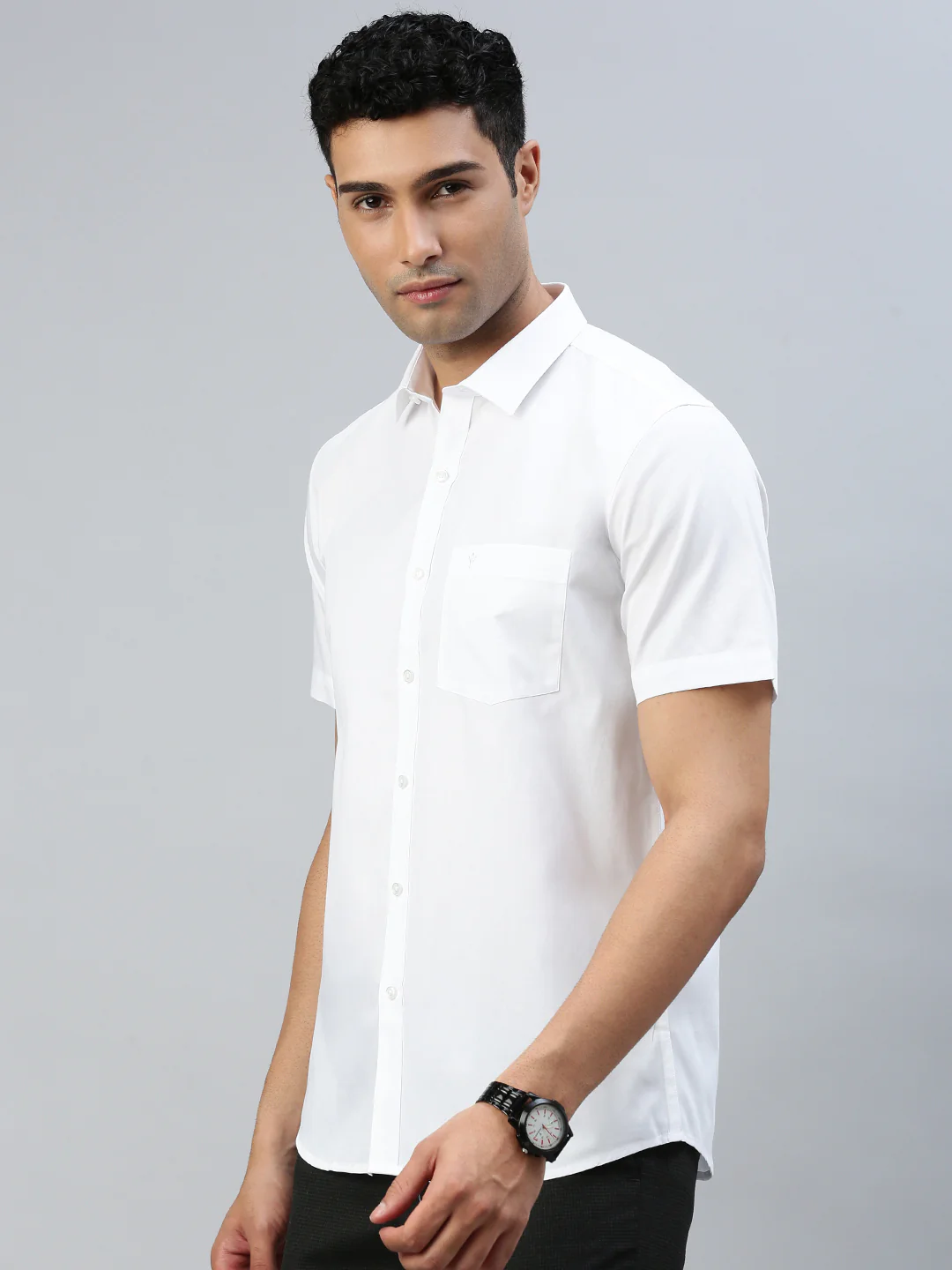 Men 100% Cotton White & Black Half Sleeves Shirt Combo (2 Pcs Pack) - Image 2