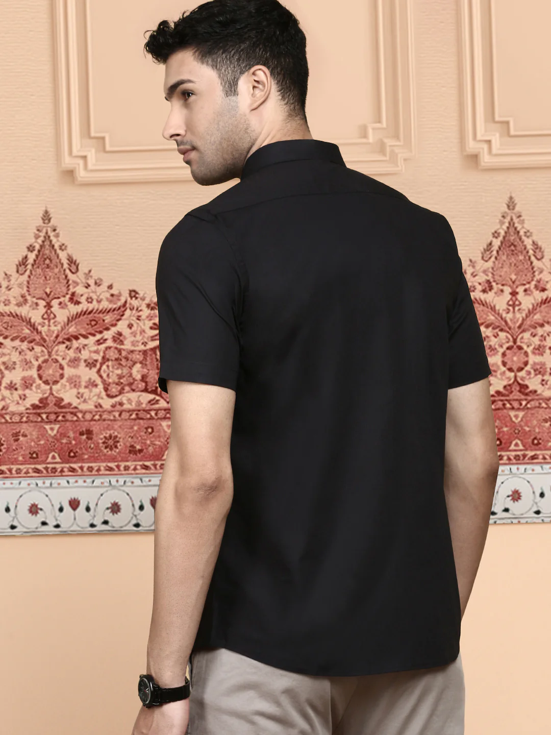 Men 100% Cotton White & Black Half Sleeves Shirt Combo (2 Pcs Pack) - Image 5