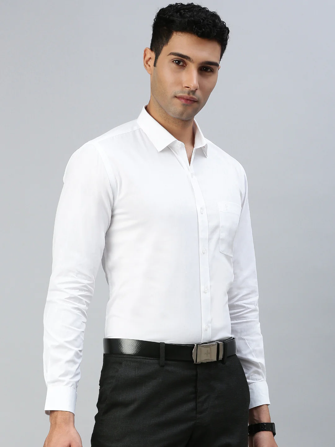 Men 100% Cotton White Full Sleeves Shirt Winner (2 Pcs Pack) - Image 2
