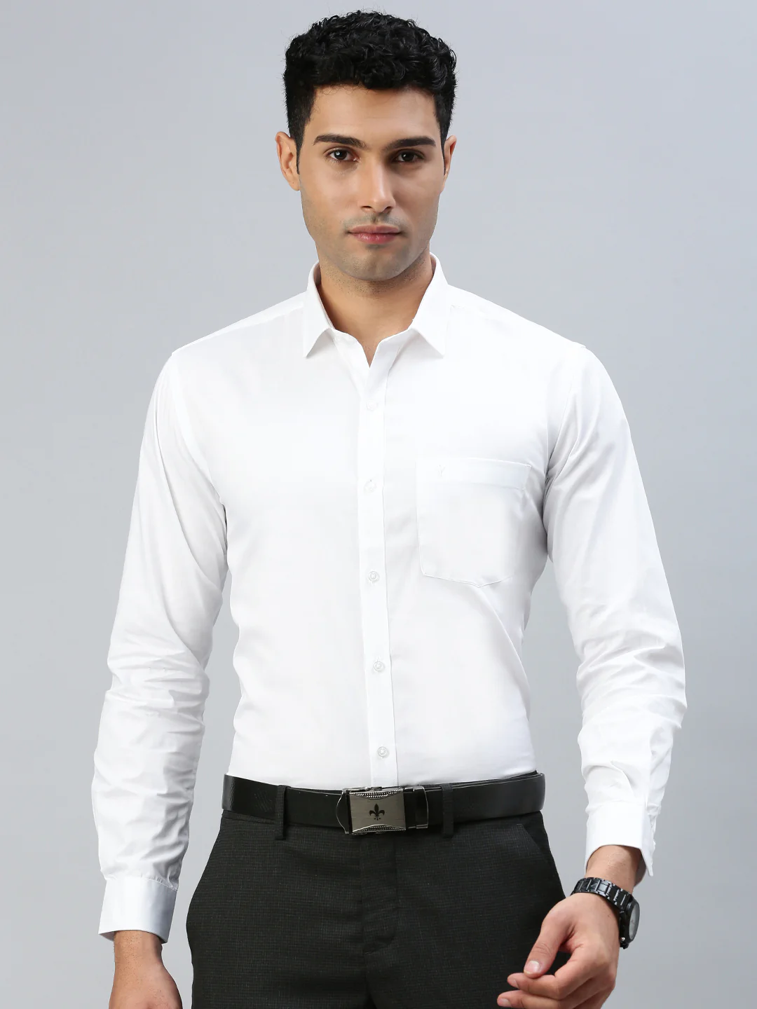Men 100% Cotton White Full Sleeves Shirt Winner (2 Pcs Pack) - Image 3