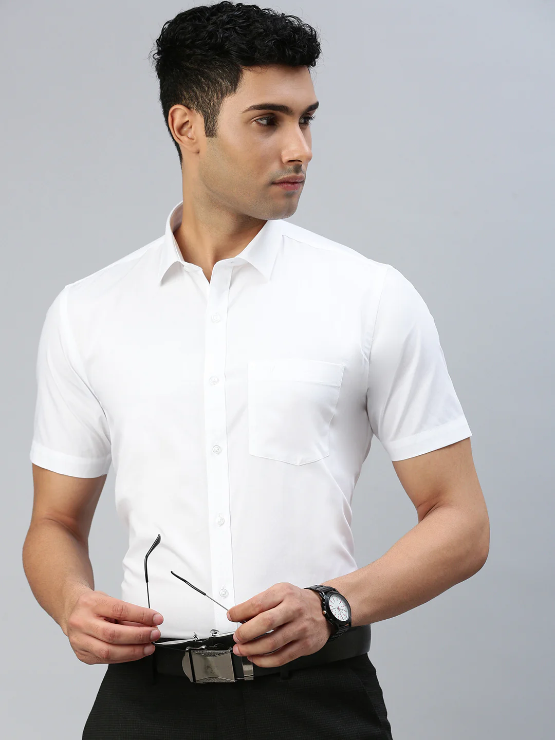 Men 100% Cotton White Half Sleeves Shirt Winner (2 Pcs Pack) - Image 2