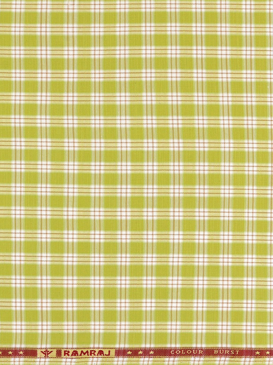 Men 100%Cotton Yellowish Green Checked Shirt Fabric Reality Cotton - Image 3