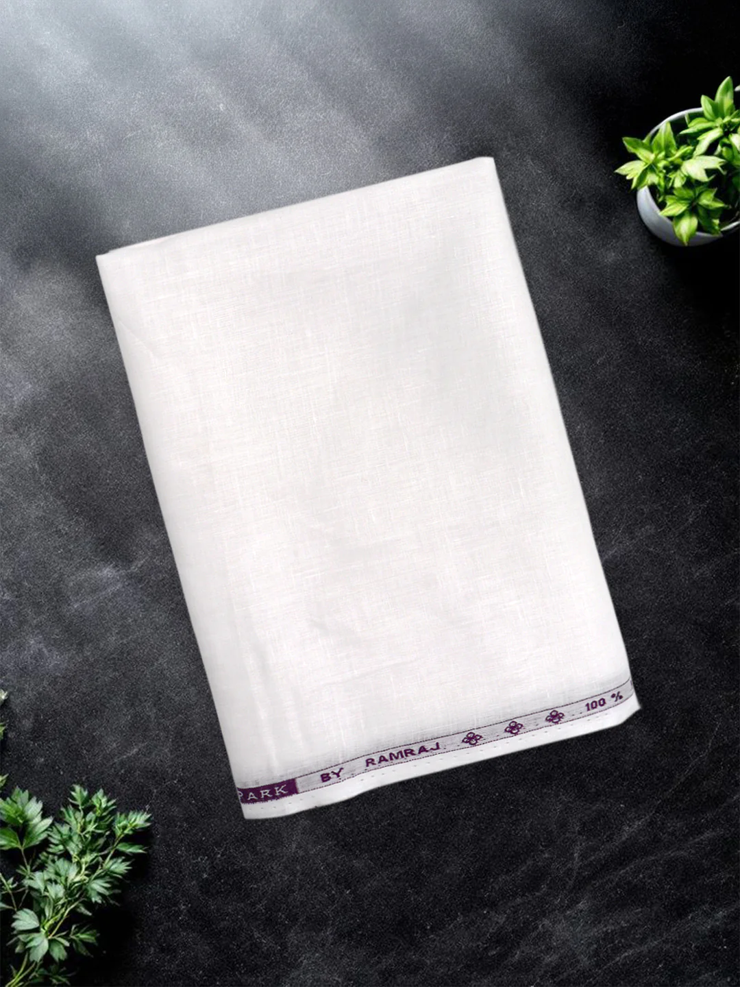 Men 100% Premium Pure Linen White Shirt Fabric Linen Park Turbo - Image 2