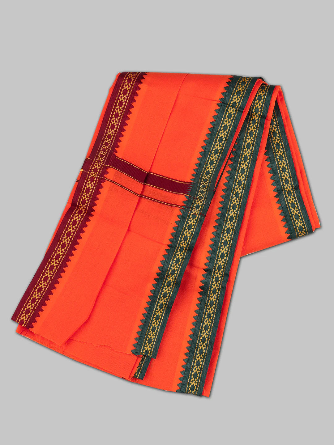Men Angavastram Towel Orange - Image 4