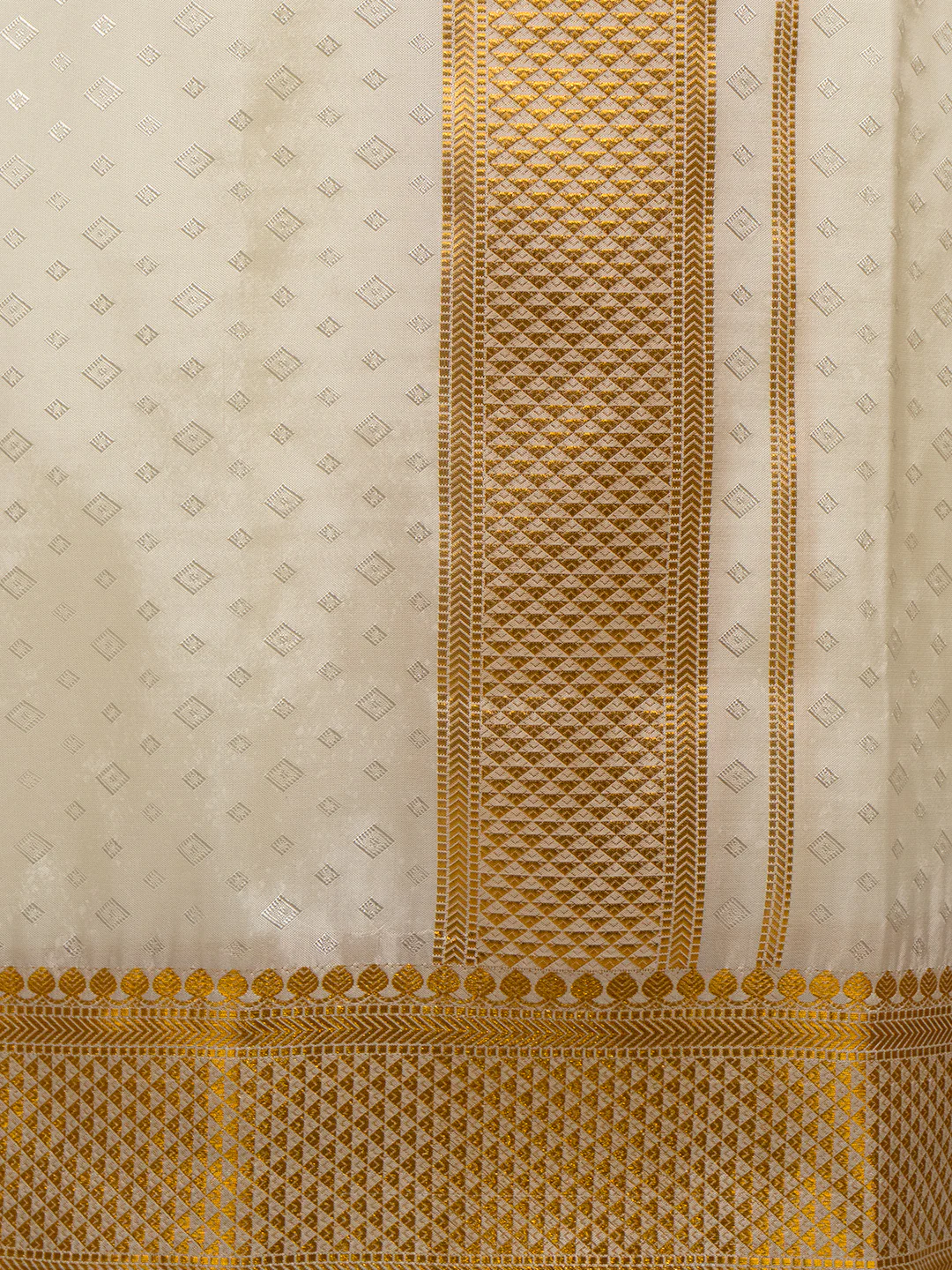 Men Art Silk Cream Self Design Shirt & Dhoti Towel Set Parinayam Grand CRJD1 - Image 3