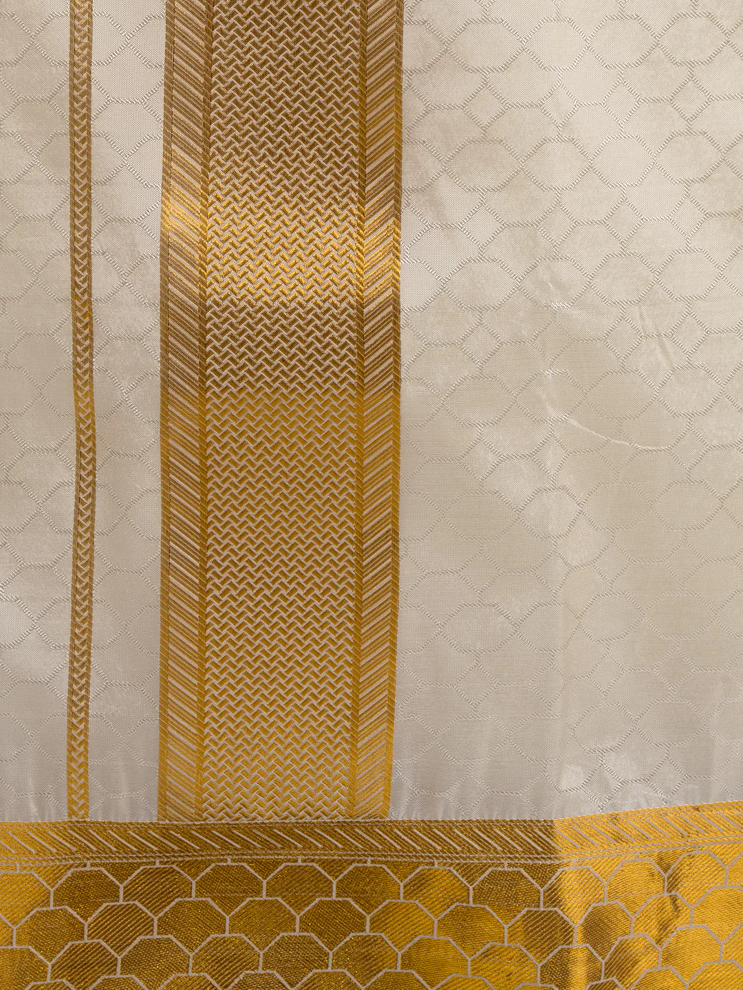 Men Art Silk Cream Self Design Shirt & Dhoti Towel Set Parinayam Grand CRJD2 - Image 6