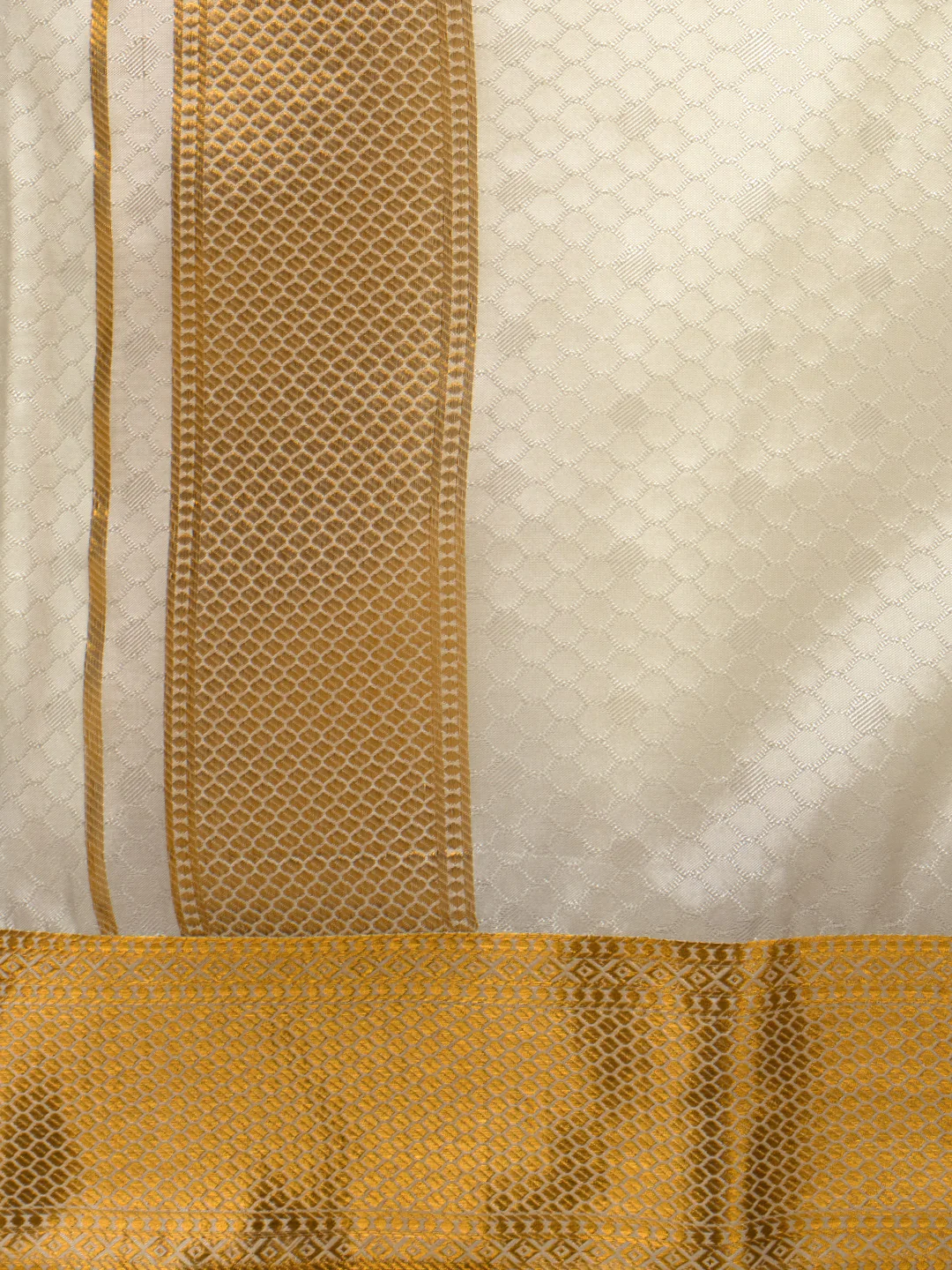 Men Art Silk Cream Self Design Shirt & Dhoti Towel Set Parinayam Grand CRJD3 - Image 3