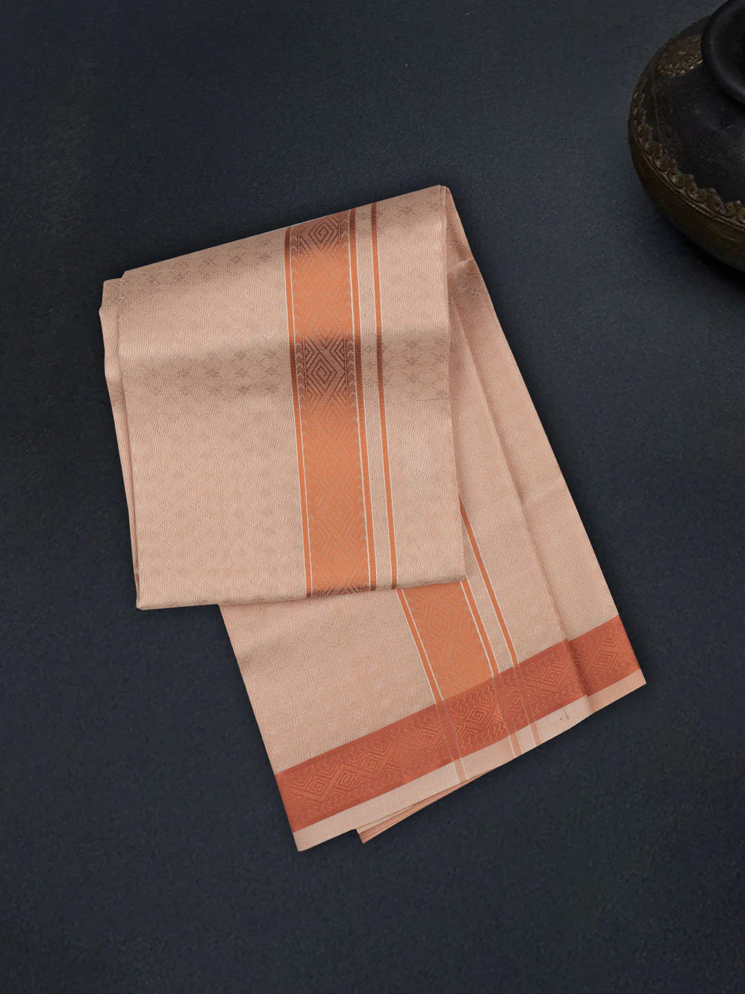 Men Art Silk Dhoti & Shirting Set Copper Moon Stone(2*1) - Image 2