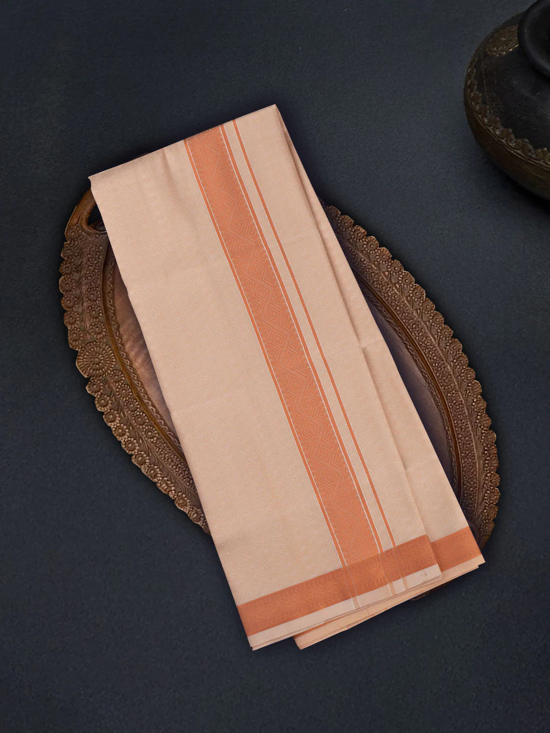 Men Art Silk Dhoti & Shirting Set Copper Moon Stone(2*1) - Image 4