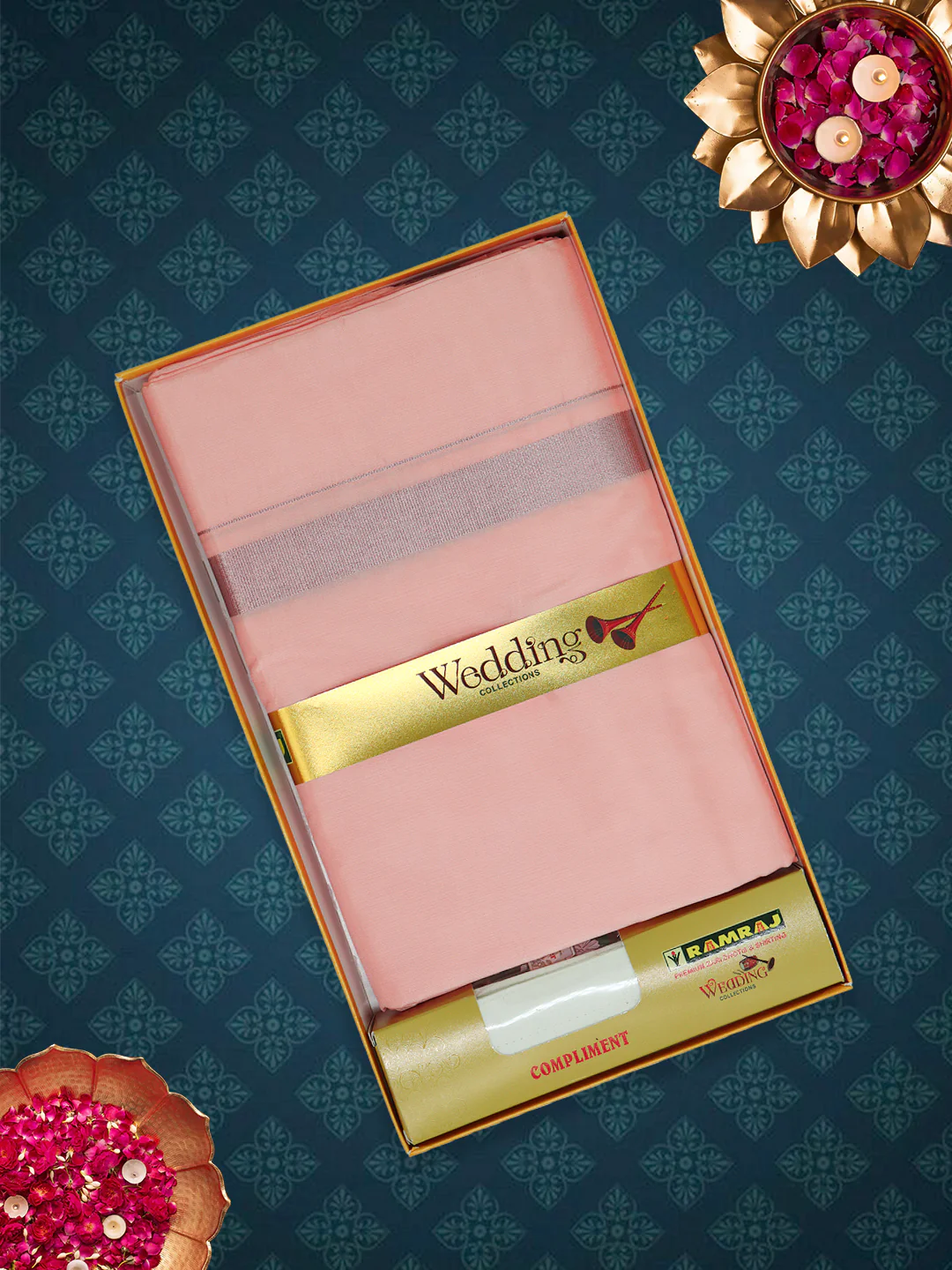 Men Art Silk Dhoti & Shirting Set Coral Ashirwath (2 in 1) - Image 2