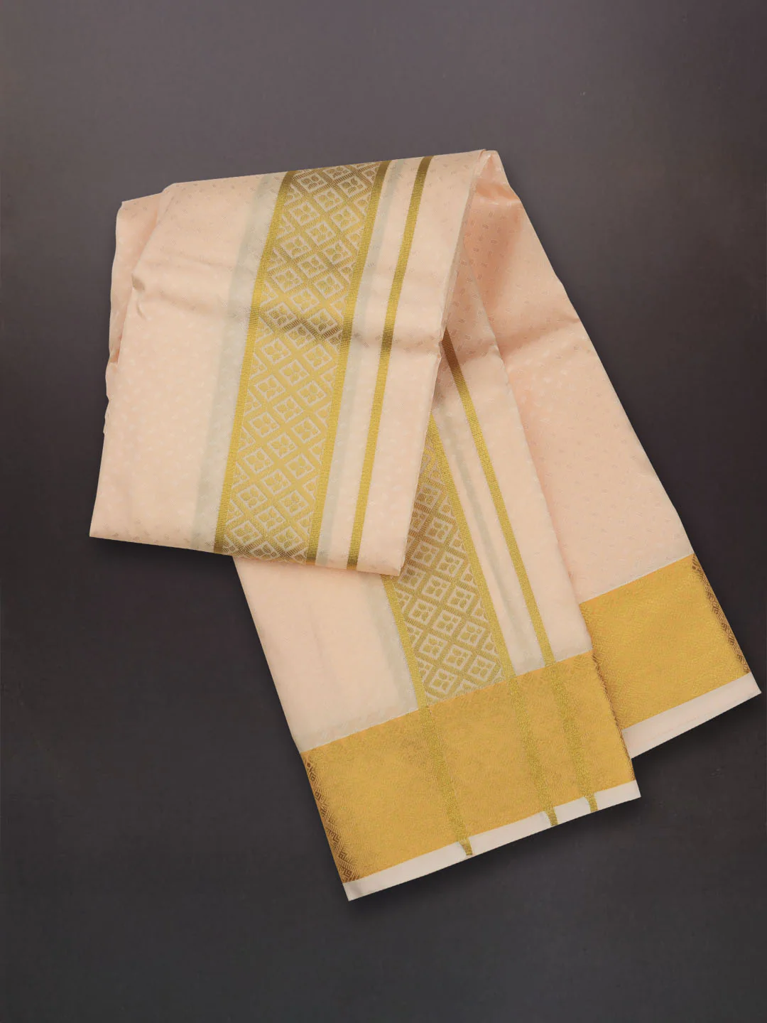 Men Art Silk Dhoti & Shirting Set Coral Mangalakara 140k (2 in 1) M33 - Image 4