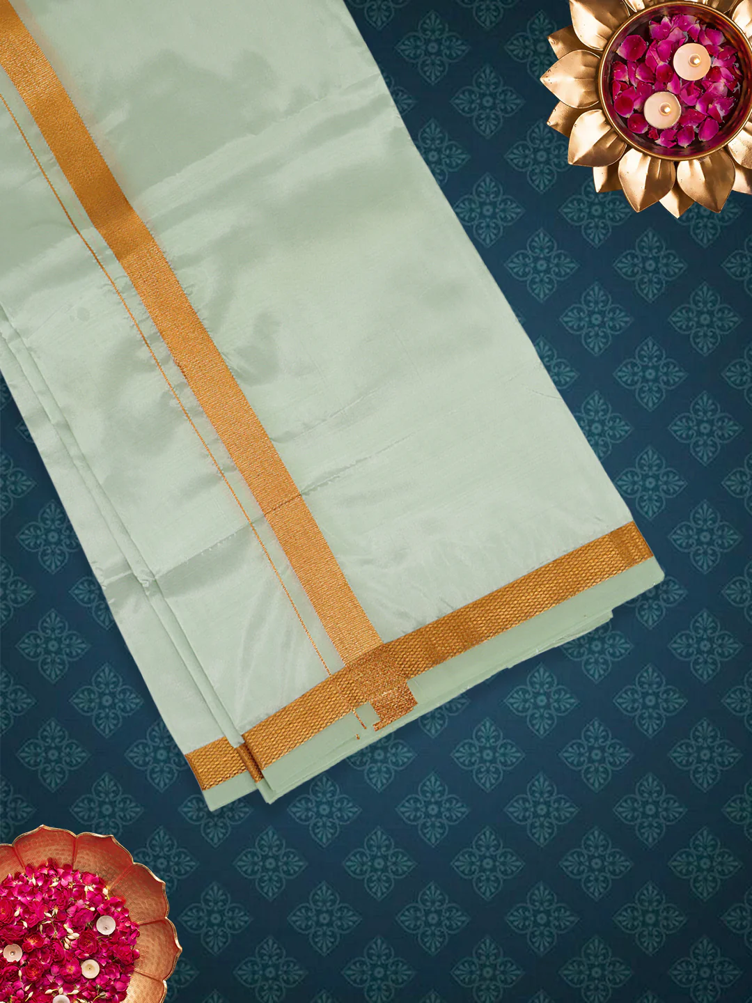 Men Art Silk Dhoti & Shirting Set M.Grey Ashirwath (2 in 1) - Image 3