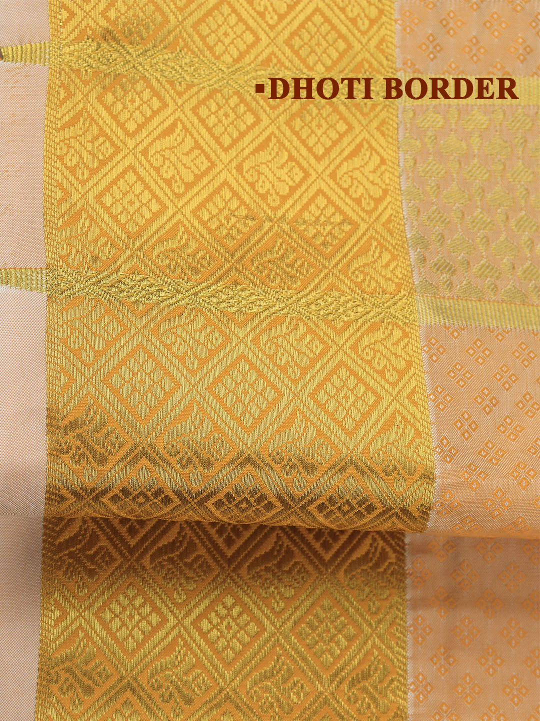 Men Art Silk Dhoti & Shirting Set Orange Mangalakara 140k (2 in 1) M30 - Image 6