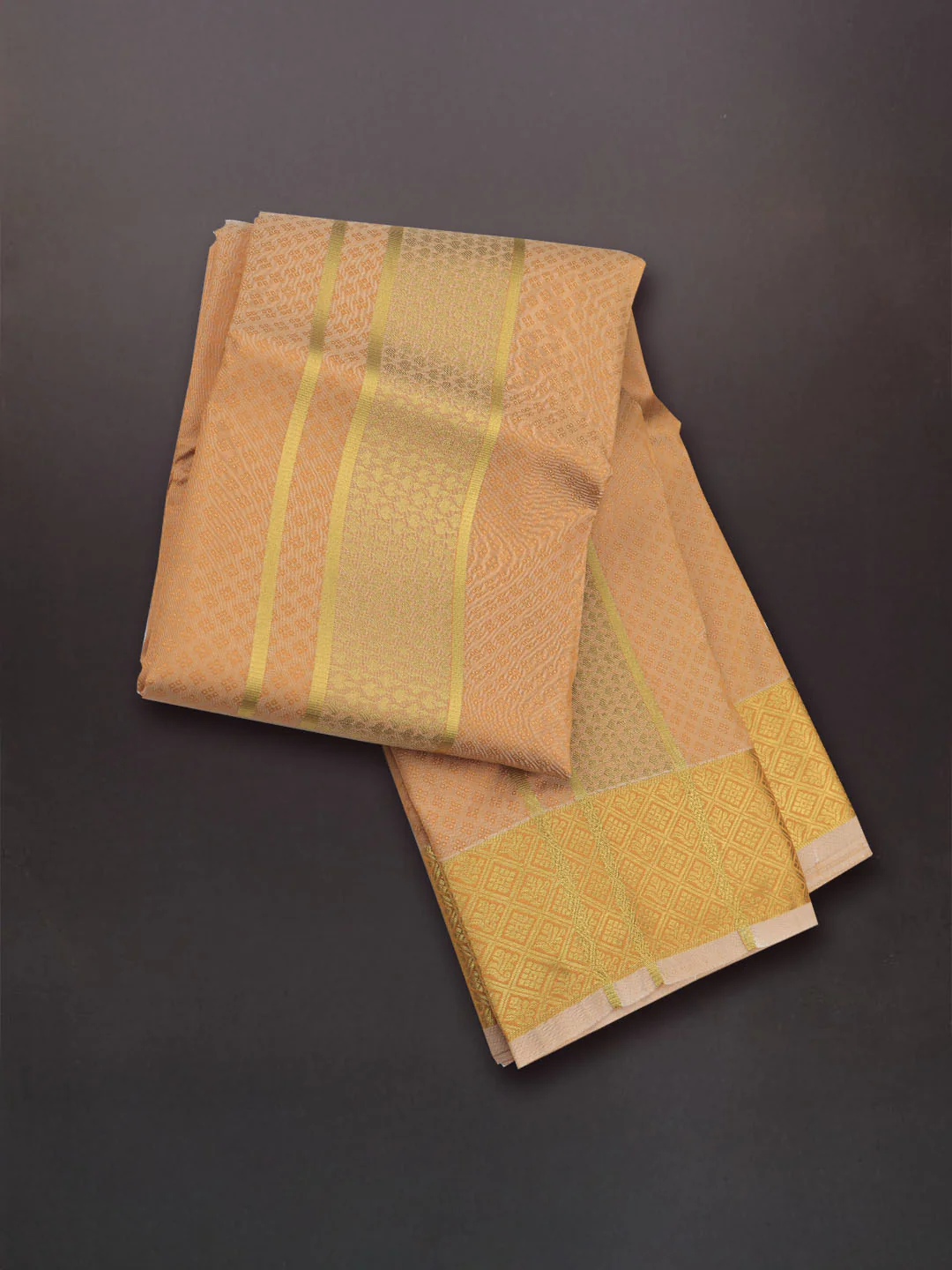 Men Art Silk Dhoti & Shirting Set Orange Mangalakara 140k (2 in 1) M30 - Image 7