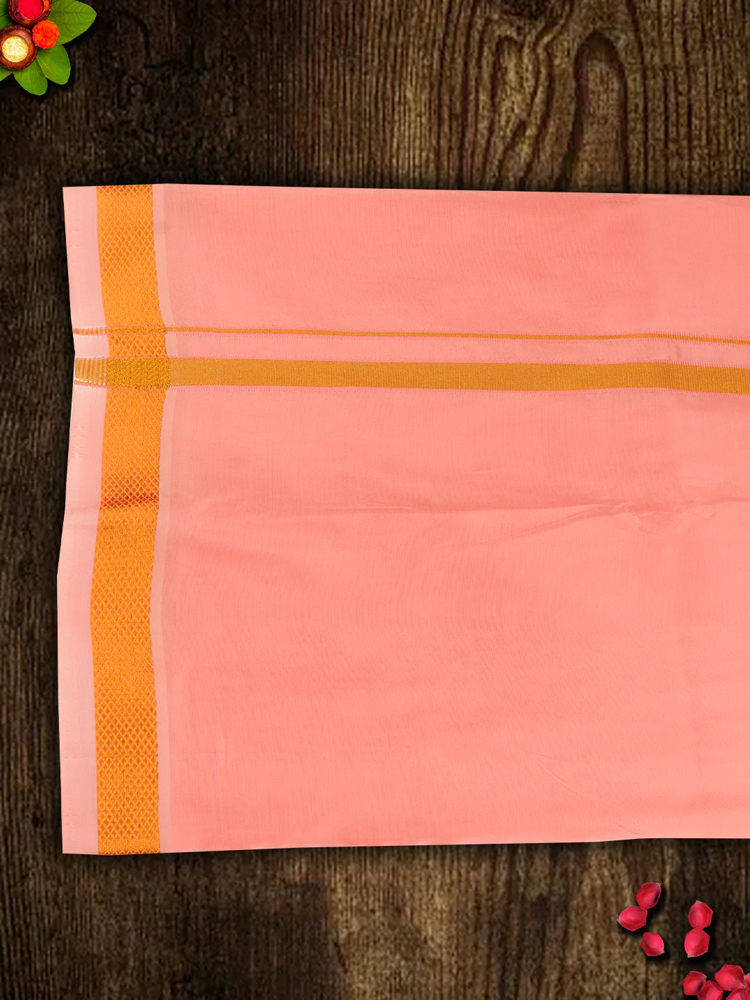 Men Art Silk Dhoti & Shirting Set Pink Ashirwath (2 in 1) - Image 6