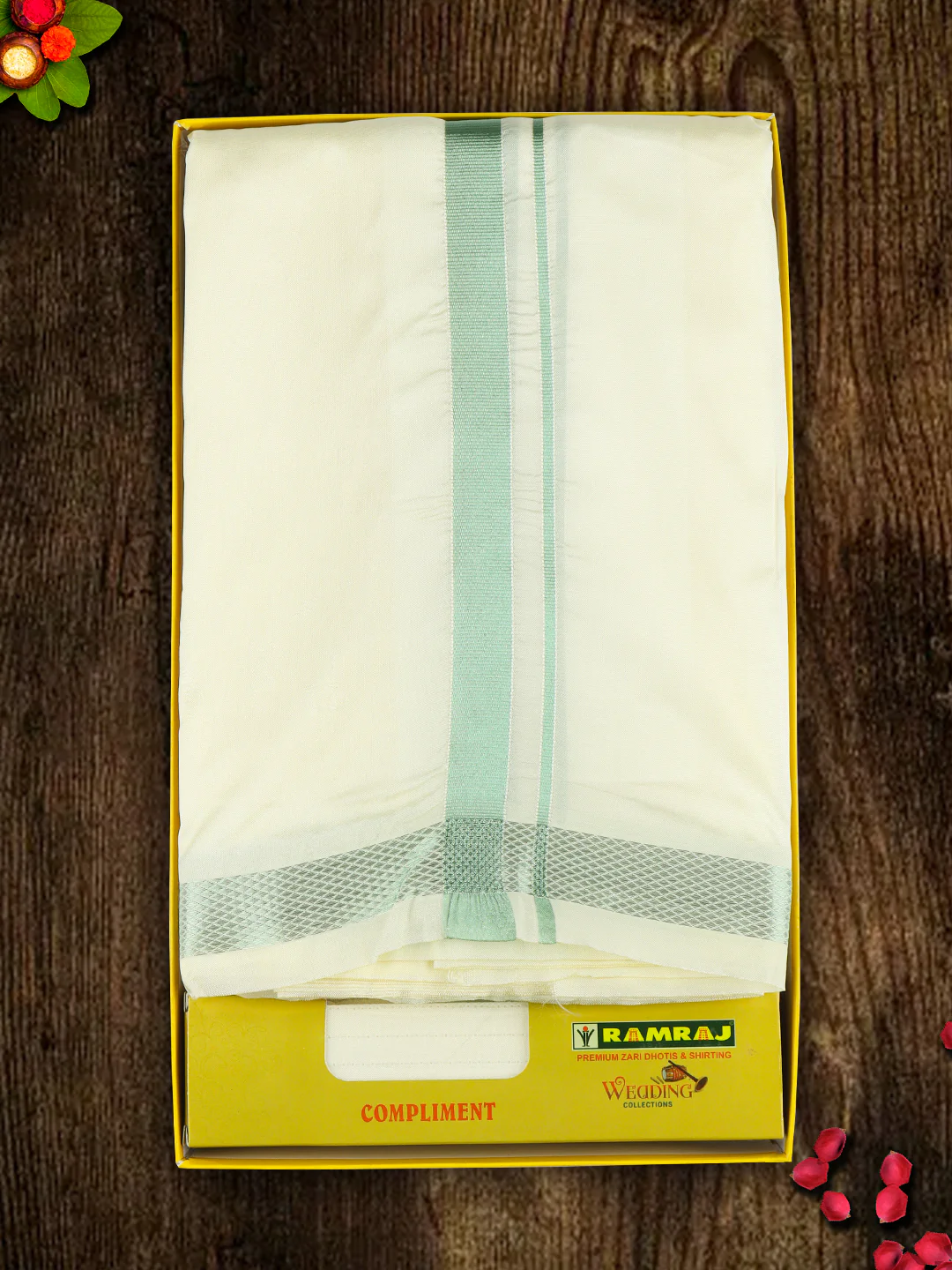Men Art Silk Dhoti & Shirting Set Shubha Hora MossGreen (3 in 1) - Image 3