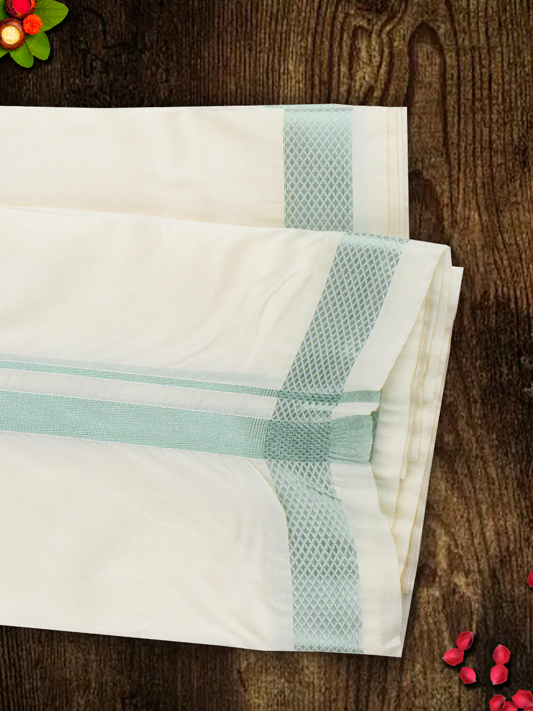 Men Art Silk Dhoti & Shirting Set Shubha Hora MossGreen (3 in 1) - Image 5