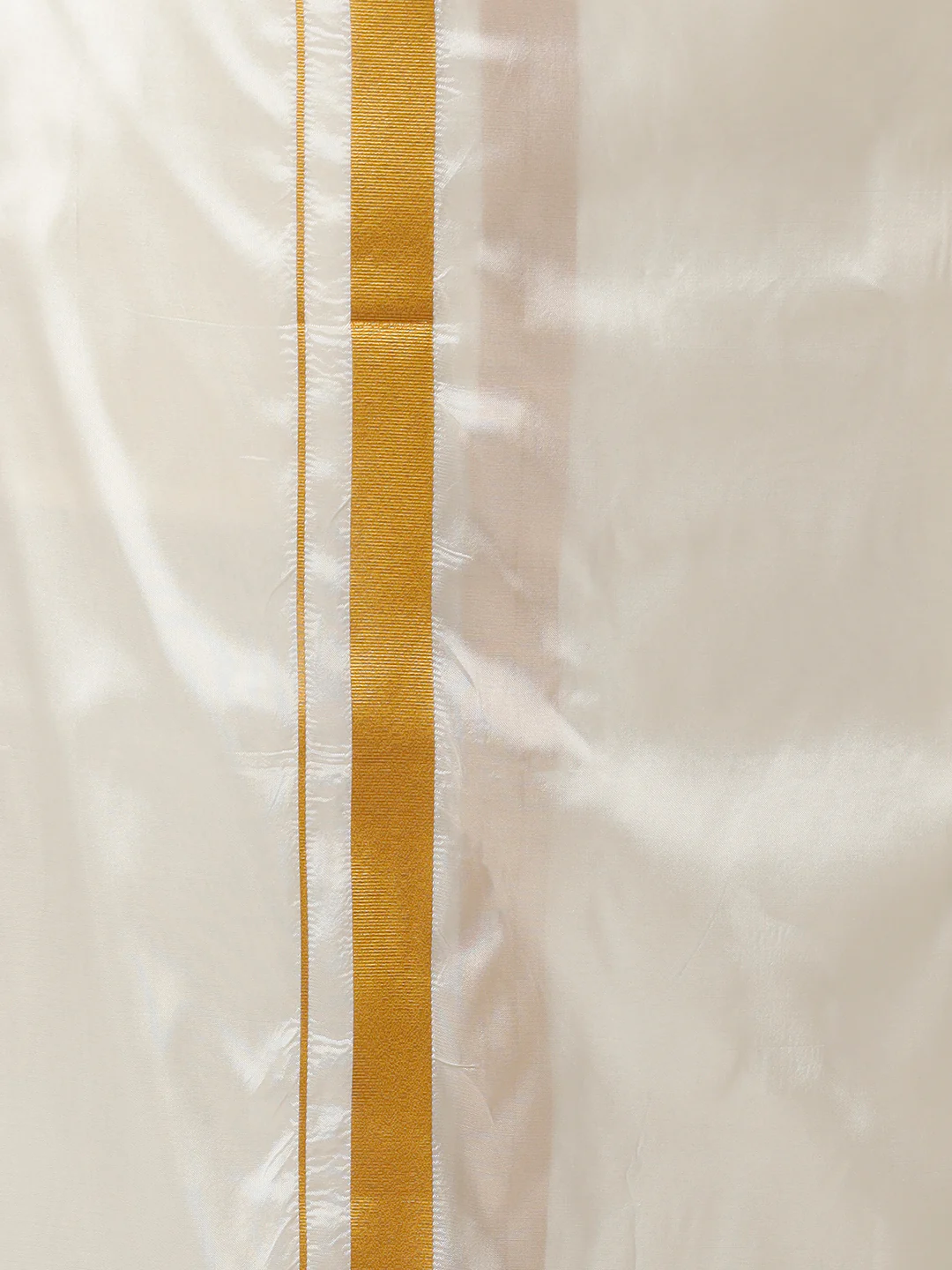 Men Art Silk Double Layer Cream Dhoti with 3/4 Gold Jari Border Yoga - Image 5
