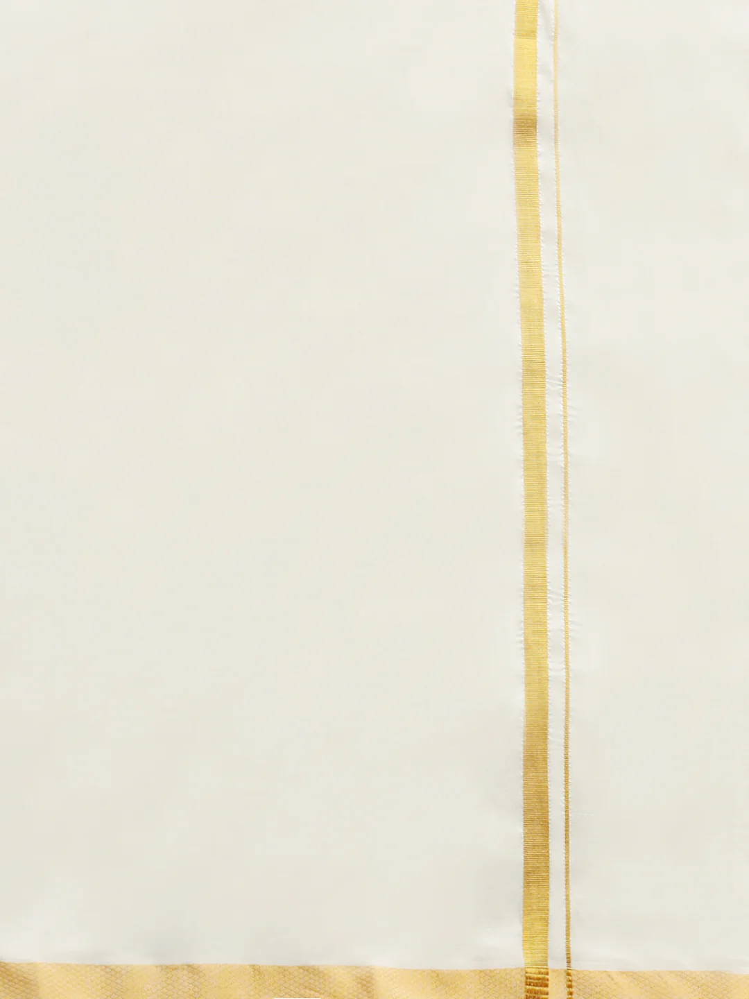 Men Art Silk Double Layer Cream Dhoti with Gold Jari Border Kara Yoga 50k - Image 4