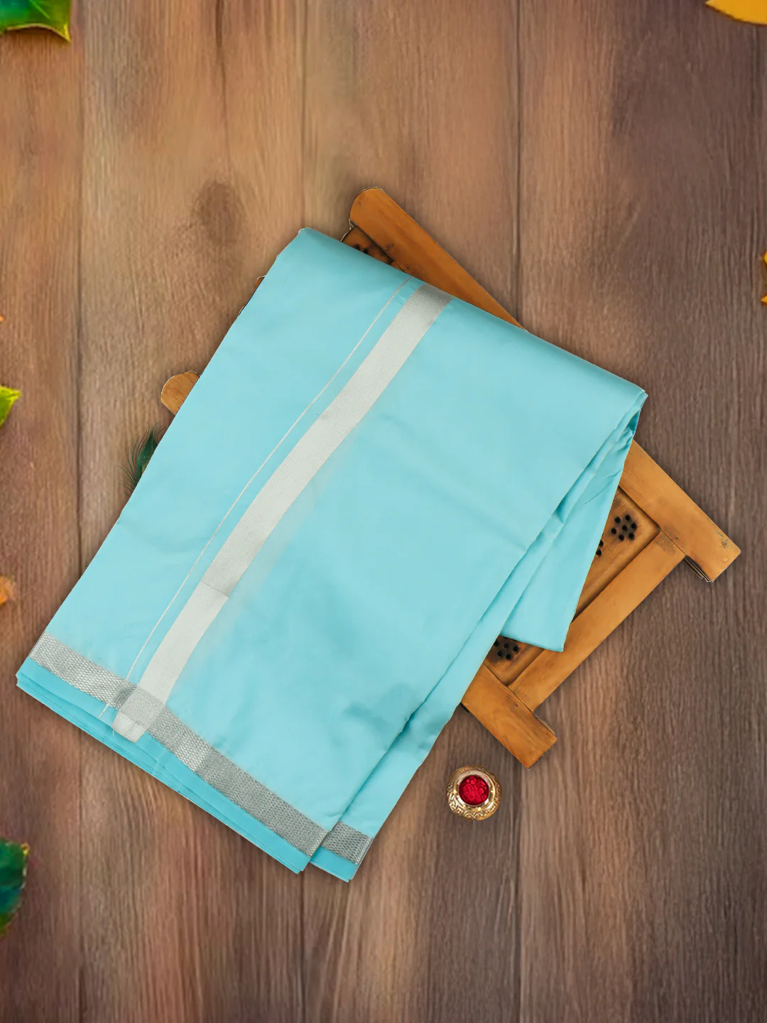 Men Art Silk Jari Dhoti & Shirting Set P.Green Ashirwath(3*1) - Image 2