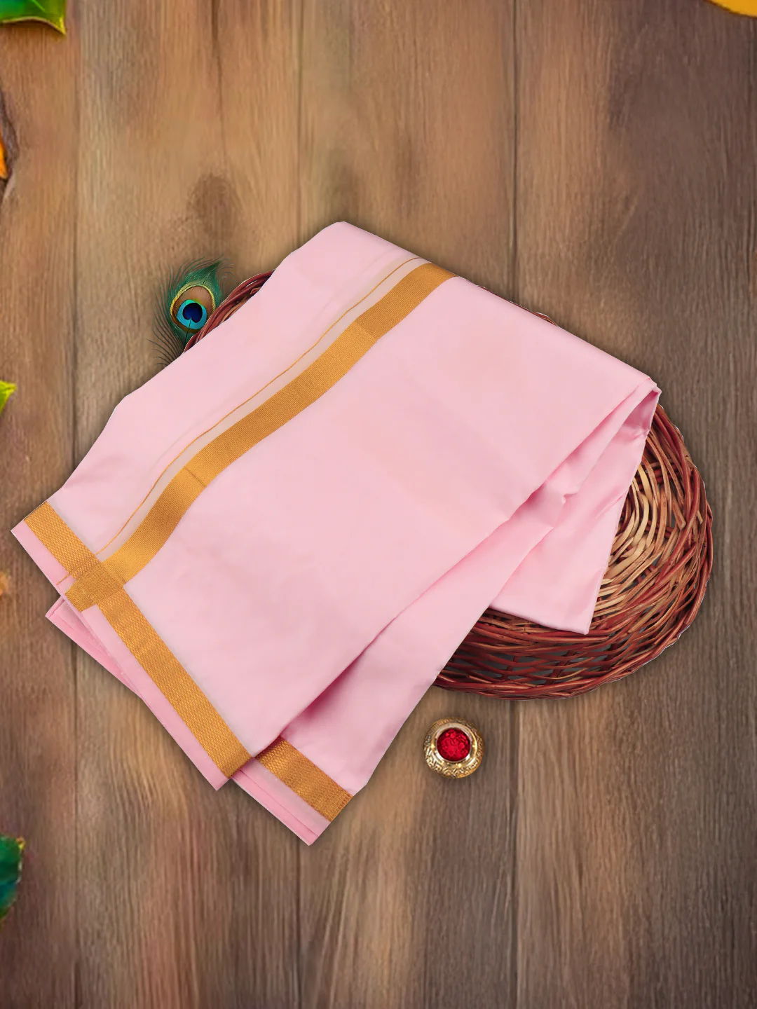 Men Art Silk Jari Dhoti & Shirting Set Petal Ashirwath(3*1) - Image 6