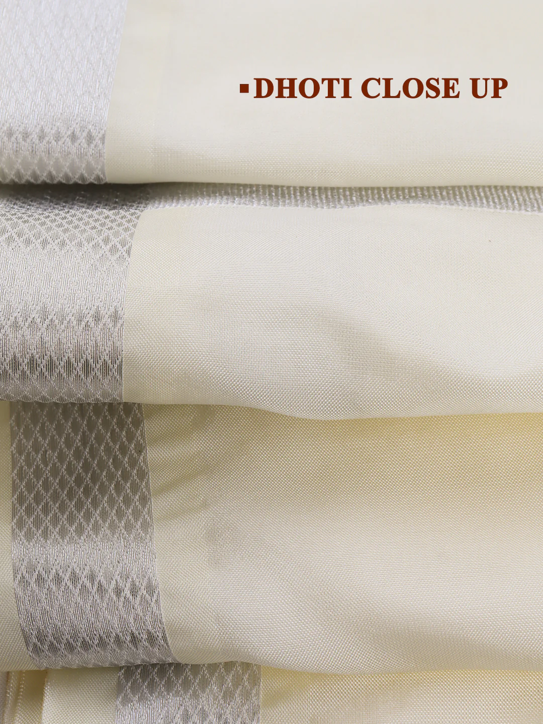 Men Art Silk Jari Dhoti & Shirting Set Silver Shubha Hora (3*1) - Image 6