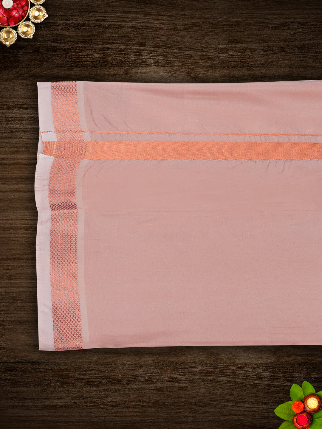 Men Art Silk Jari Dhoti & Towel Sets Copper Ashirwath (D+T) - Image 5
