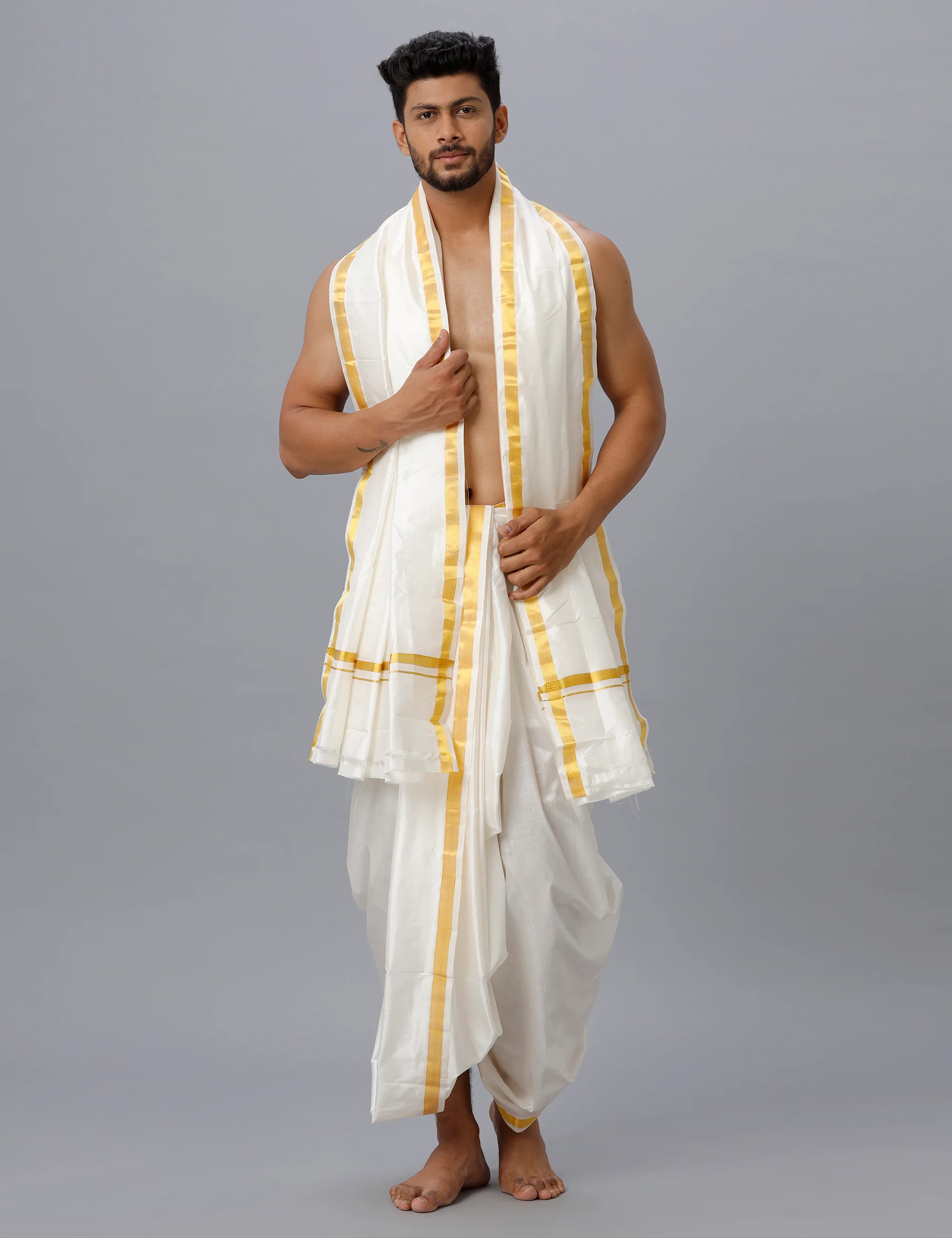 Men Art Silk Panchakacham with Angavastram Subhodhaya 60K (9+5) - Image 2