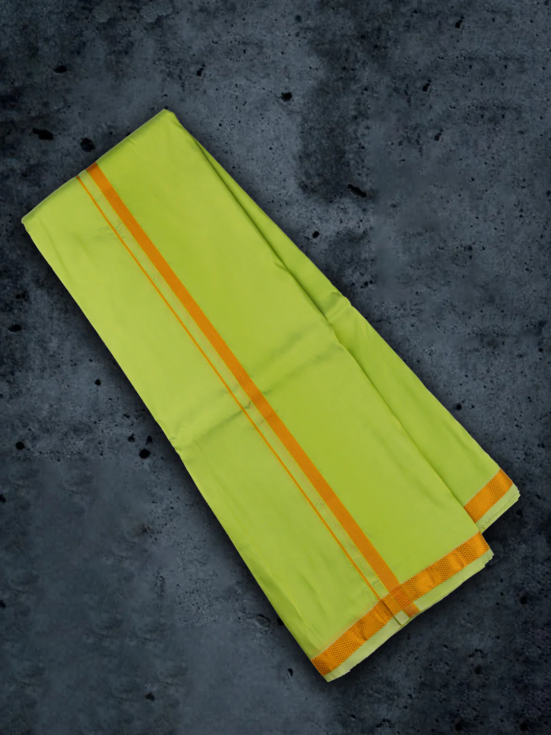 Men  Art Silk Parrot Green Shirting & Panchakacham Set with Gold Jari Border 9+5 Ashirwath - Image 5