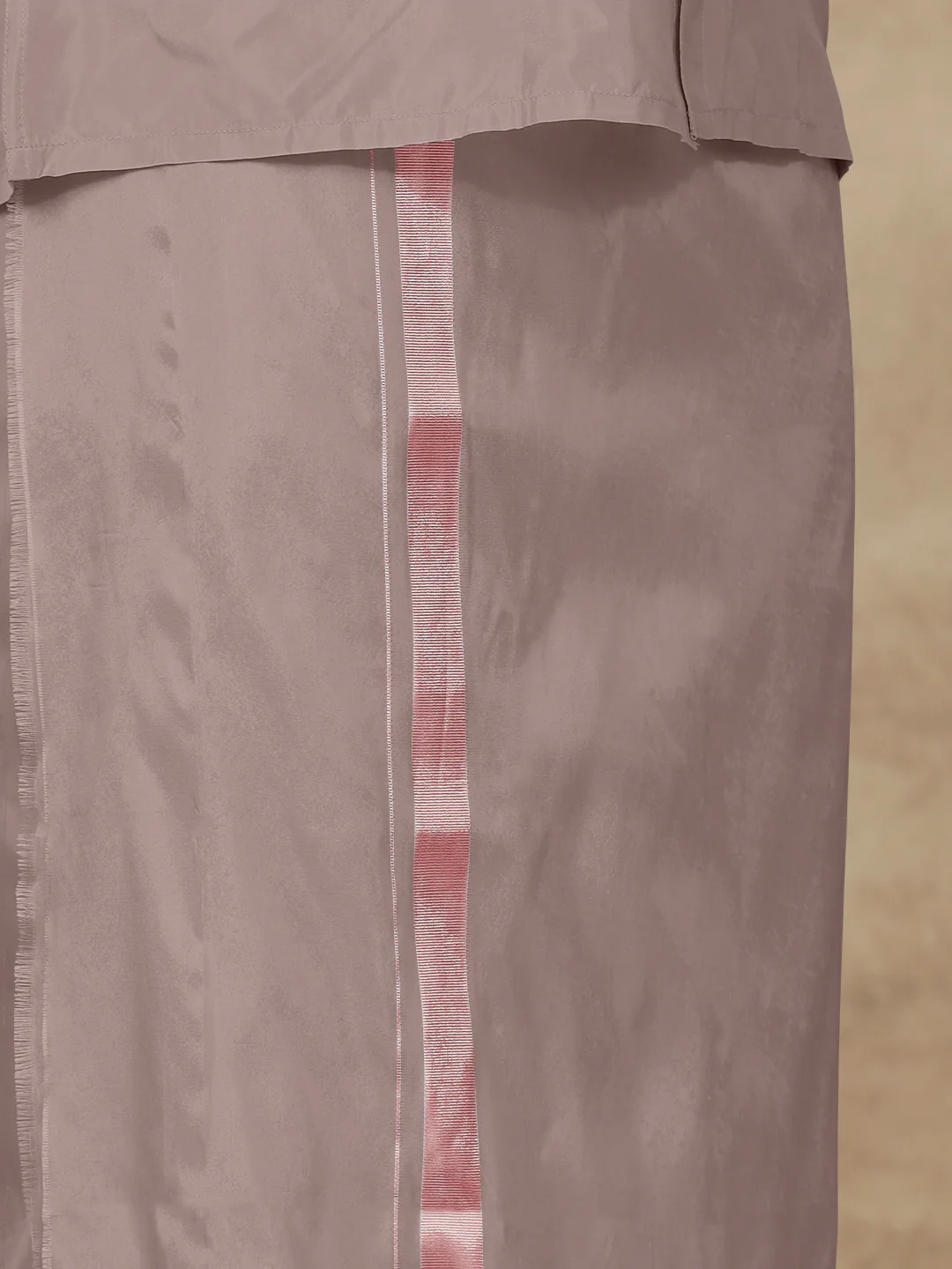 Men Art Silk Sand Stone Shirt & Dhoti Towel Set Swayamvara - Image 4