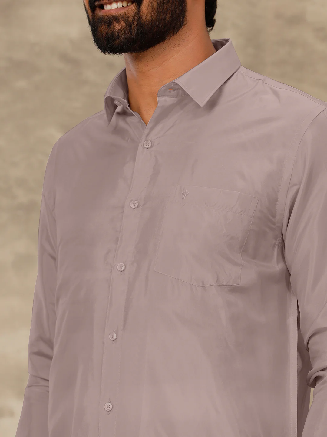 Men Art Silk Sand Stone Shirt & Dhoti Towel Set Swayamvara - Image 5