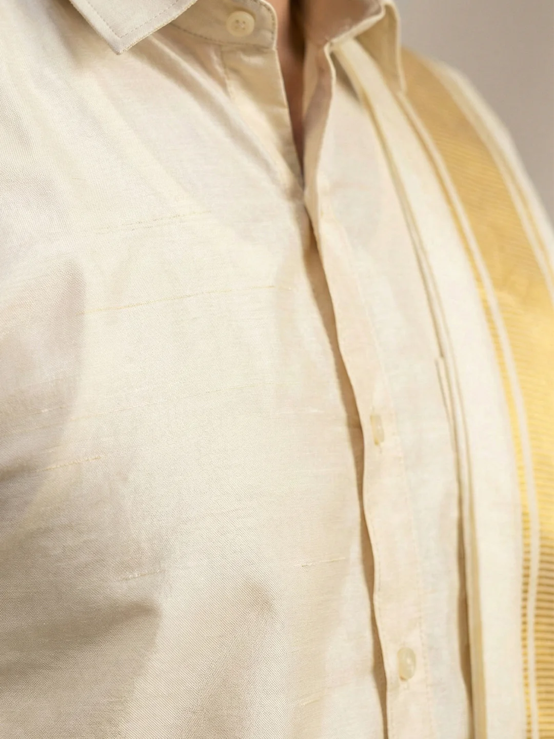 Men Art Silk Shirt & Dhoti Towel Set Dark Gold Bandham DGD1 - Image 3