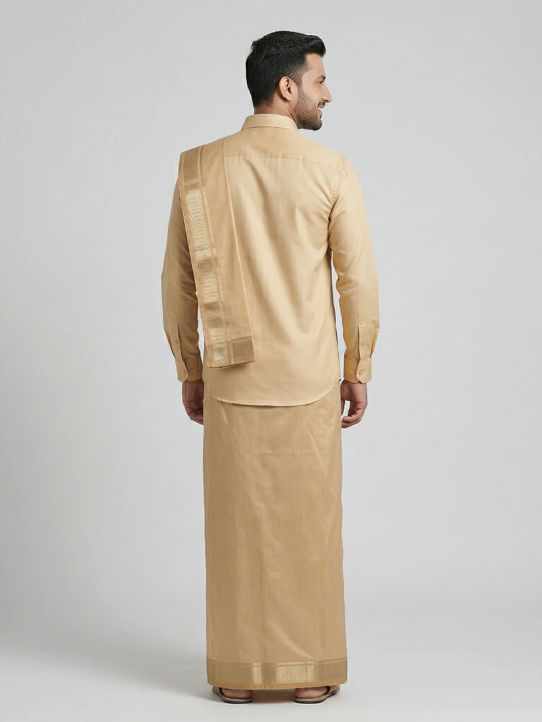 Men Art Silk Shirt & Dhoti Towel Set Bandham FPD1 - Image 5