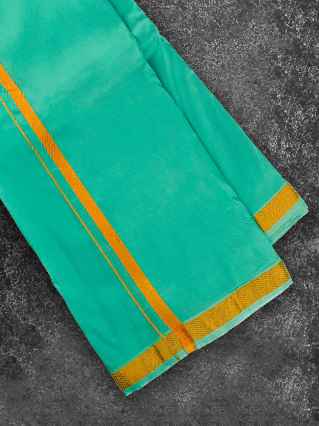 Men  Art Silk Shirting & Panchakacham Set with Gold Jari Border  9+5 Ashirwath - Image 4