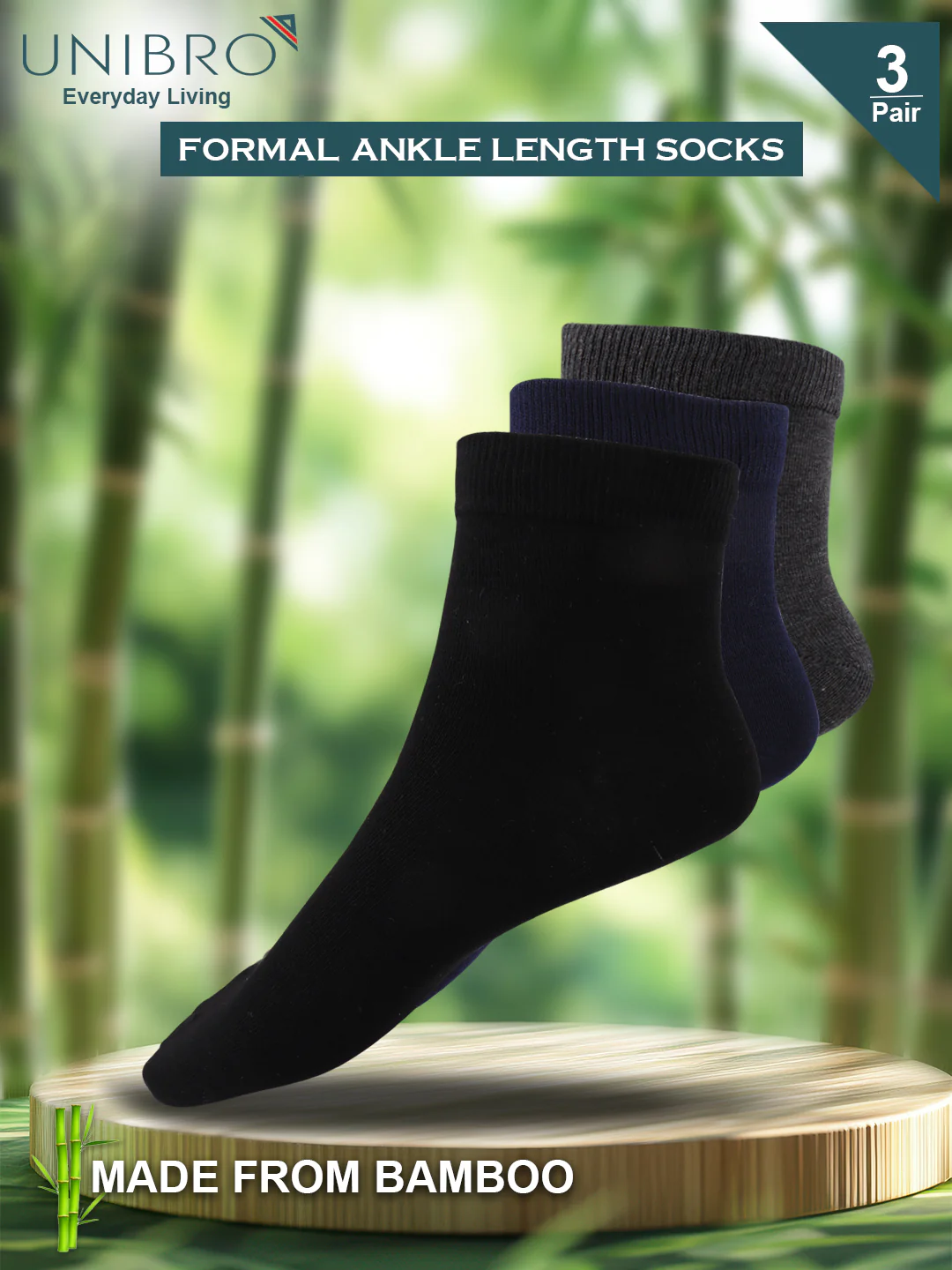 Men Bamboo Formal Ankle Length Socks with Assorted Colours FAS2