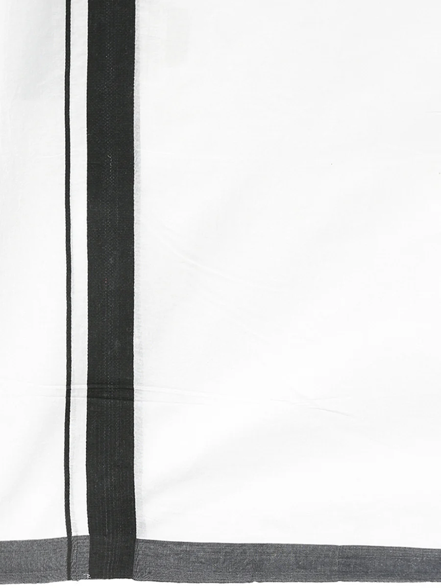 Men Black Fancy Border Double Layer Dhoti  Panchami Spl - Image 4