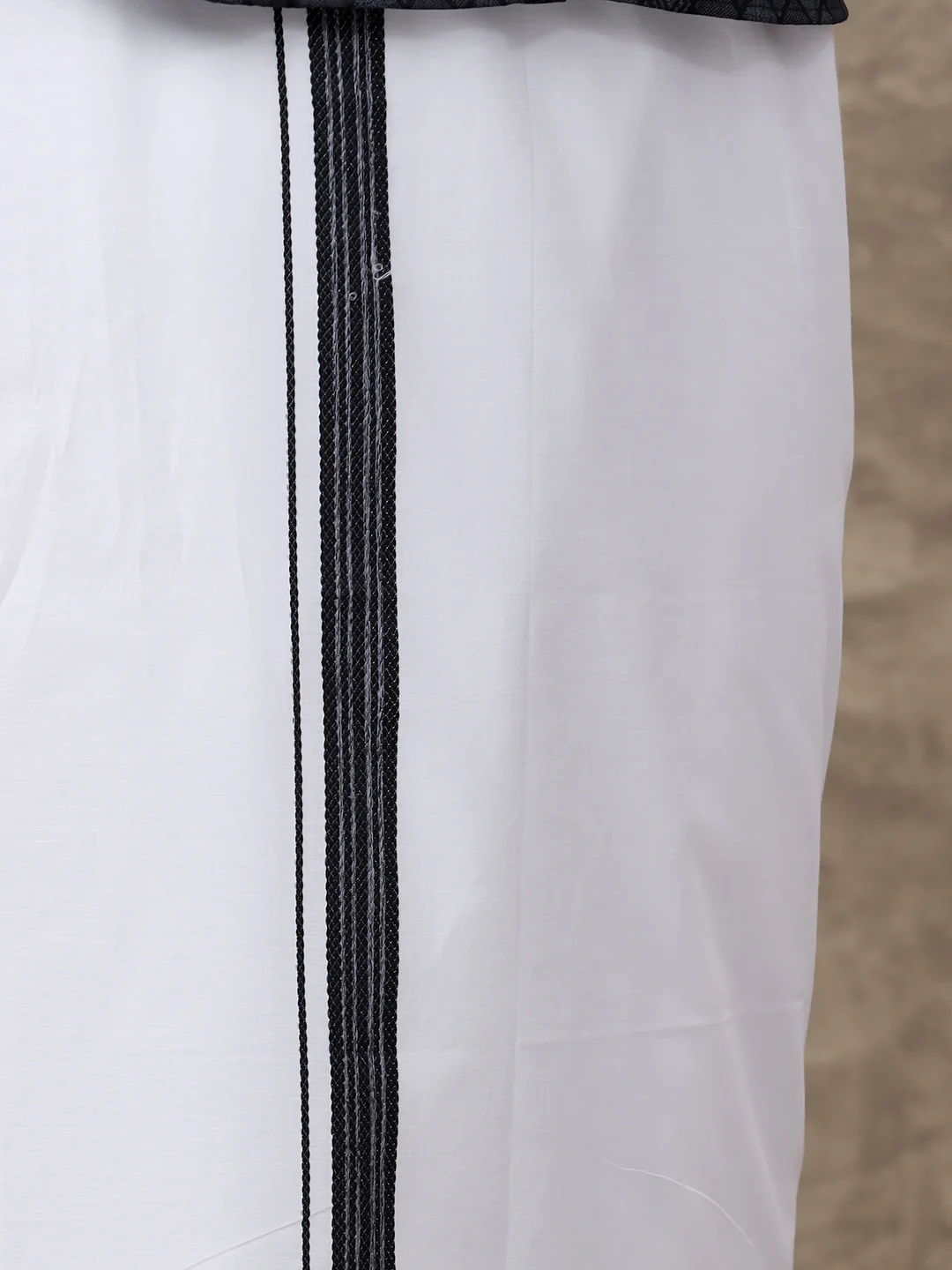 Men Black Matching Border Dhoti with Printed Shirt Set Fusion PS6 - Image 4
