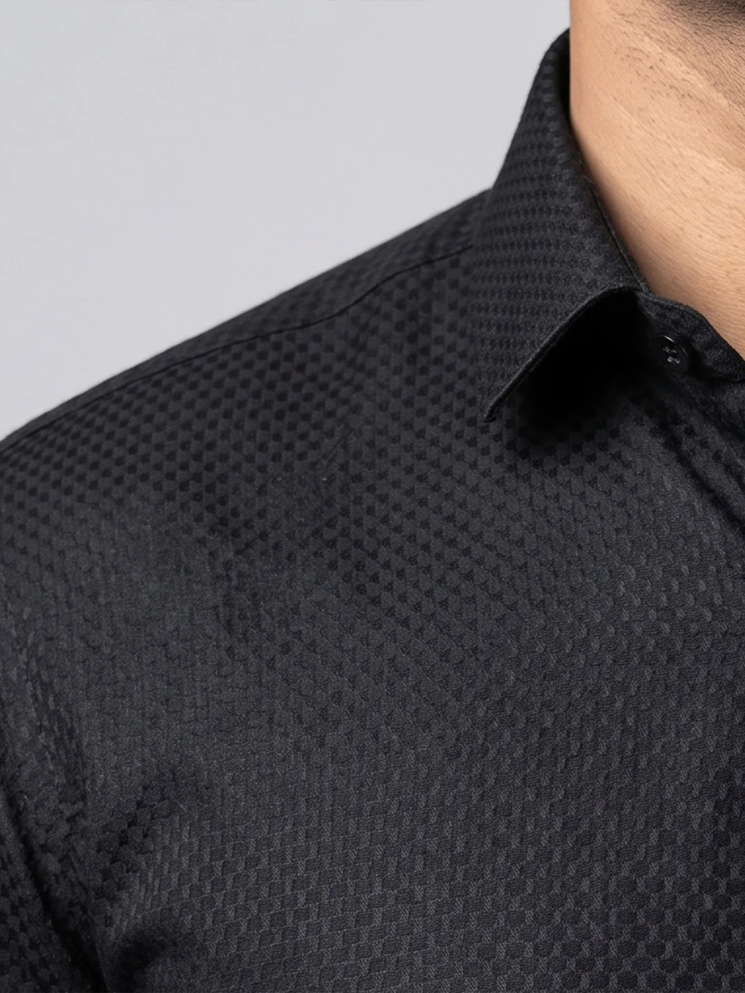 Men Black Matching Border Dhoti With Printed Shirt Set Windsor HNJ6 - Image 4