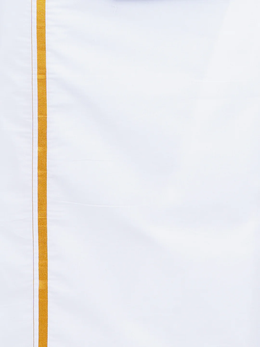 Men Blue Full Sleeves Shirt with 1/2" Inch Gold Jari Border Single Layer Dhoti Combo - Image 4
