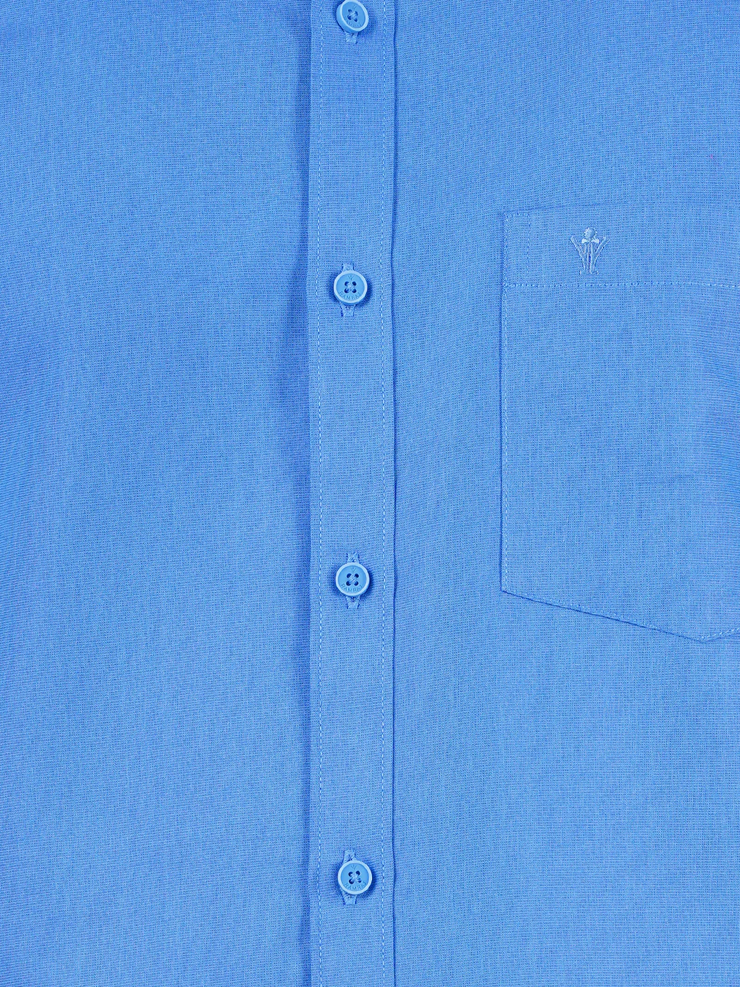Men Blue Full Sleeves Shirt with 1/2" Inch Gold Jari Border Single Layer Dhoti Combo - Image 5
